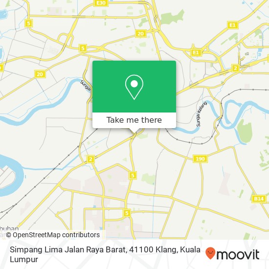 Peta Simpang Lima Jalan Raya Barat, 41100 Klang