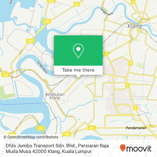 Peta Dfds Jumbo Transport Sdn. Bhd., Persiaran Raja Muda Musa 42000 Klang