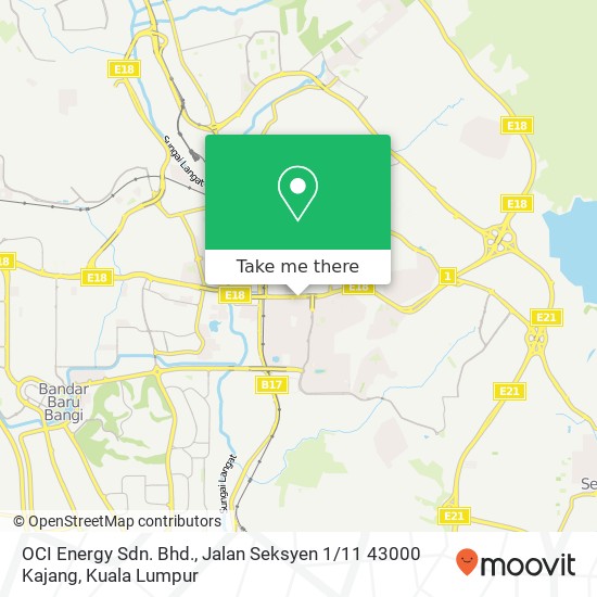 OCI Energy Sdn. Bhd., Jalan Seksyen 1 / 11 43000 Kajang map