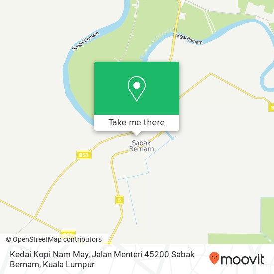 Peta Kedai Kopi Nam May, Jalan Menteri 45200 Sabak Bernam