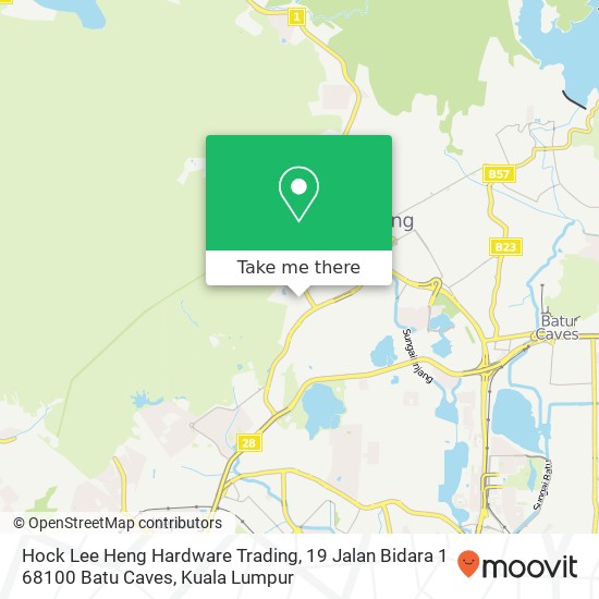 Peta Hock Lee Heng Hardware Trading, 19 Jalan Bidara 1 68100 Batu Caves