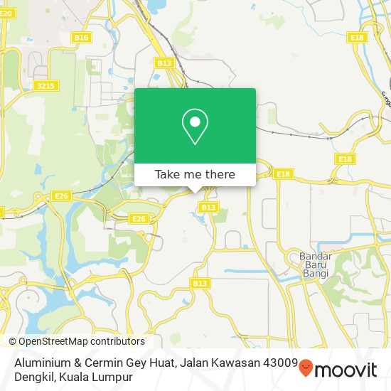 Peta Aluminium & Cermin Gey Huat, Jalan Kawasan 43009 Dengkil