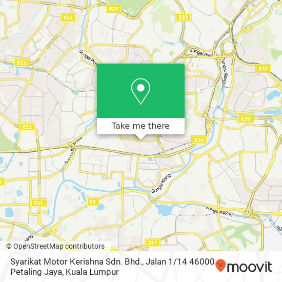 Peta Syarikat Motor Kerishna Sdn. Bhd., Jalan 1 / 14 46000 Petaling Jaya