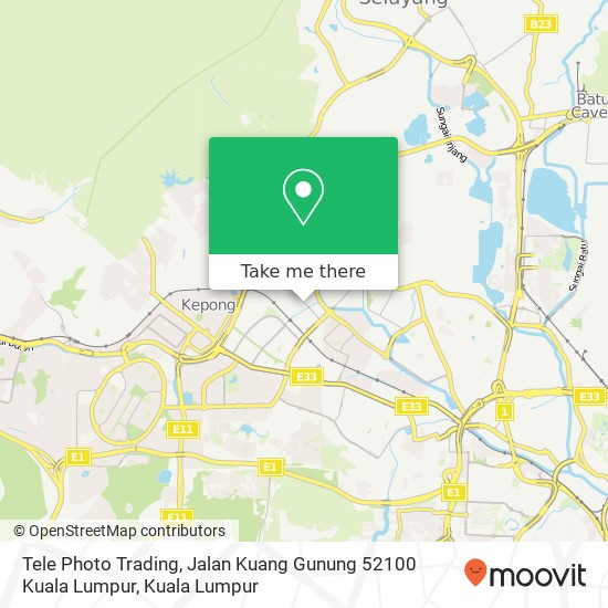 Peta Tele Photo Trading, Jalan Kuang Gunung 52100 Kuala Lumpur