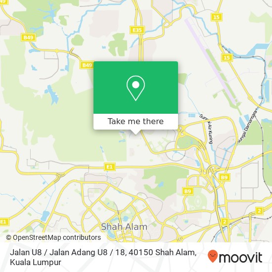 Peta Jalan U8 / Jalan Adang U8 / 18, 40150 Shah Alam