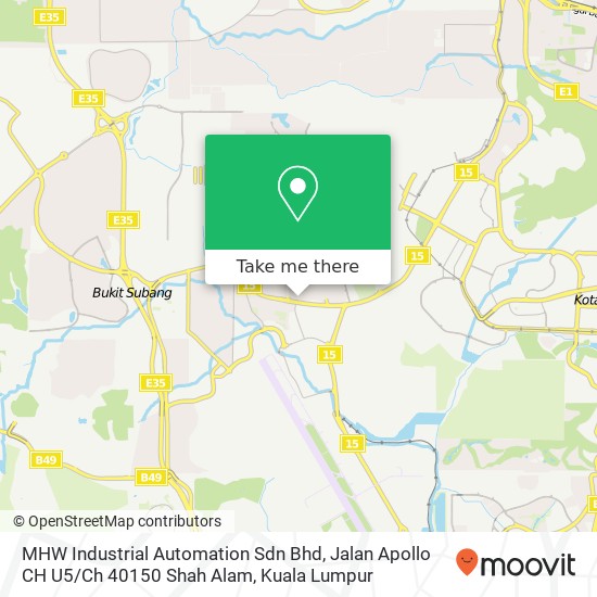 Peta MHW Industrial Automation Sdn Bhd, Jalan Apollo CH U5 / Ch 40150 Shah Alam