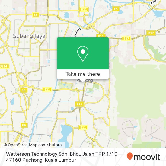 Peta Watterson Technology Sdn. Bhd., Jalan TPP 1 / 10 47160 Puchong