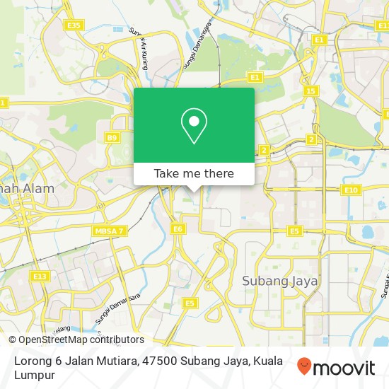 Lorong 6 Jalan Mutiara, 47500 Subang Jaya map