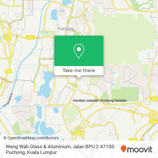 Weng Wah Glass & Aluminium, Jalan BPU 2 47100 Puchong map