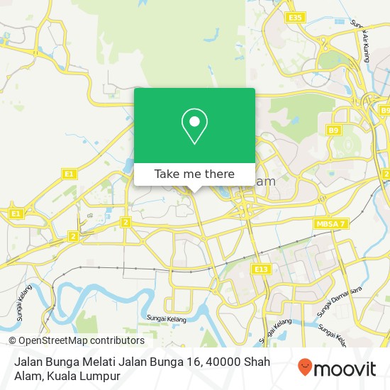 Peta Jalan Bunga Melati Jalan Bunga 16, 40000 Shah Alam