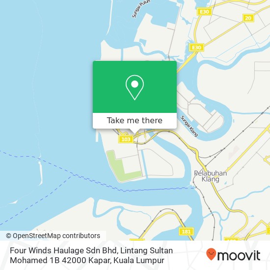 Peta Four Winds Haulage Sdn Bhd, Lintang Sultan Mohamed 1B 42000 Kapar