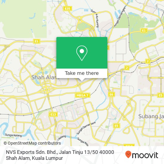 NVS Exports Sdn. Bhd., Jalan Tinju 13 / 50 40000 Shah Alam map