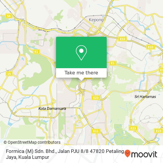 Formica (M) Sdn. Bhd., Jalan PJU 8 / 8 47820 Petaling Jaya map