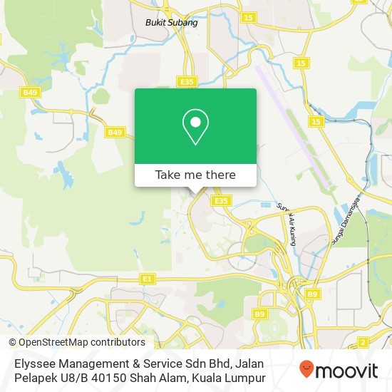 Peta Elyssee Management & Service Sdn Bhd, Jalan Pelapek U8 / B 40150 Shah Alam