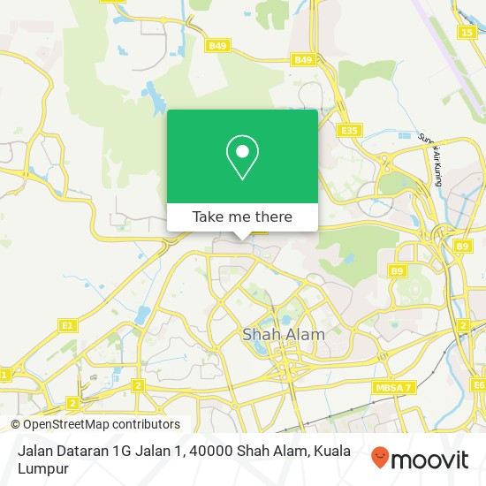 Peta Jalan Dataran 1G Jalan 1, 40000 Shah Alam