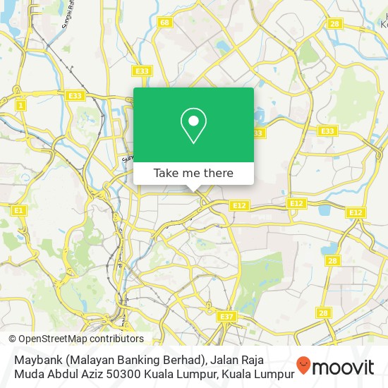 Peta Maybank (Malayan Banking Berhad), Jalan Raja Muda Abdul Aziz 50300 Kuala Lumpur