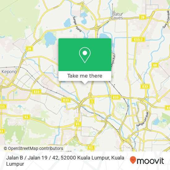 Peta Jalan B / Jalan 19 / 42, 52000 Kuala Lumpur