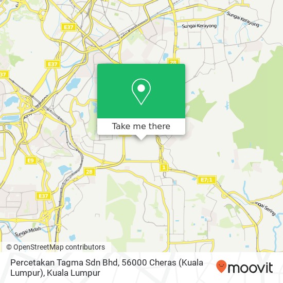 Percetakan Tagma Sdn Bhd, 56000 Cheras (Kuala Lumpur) map