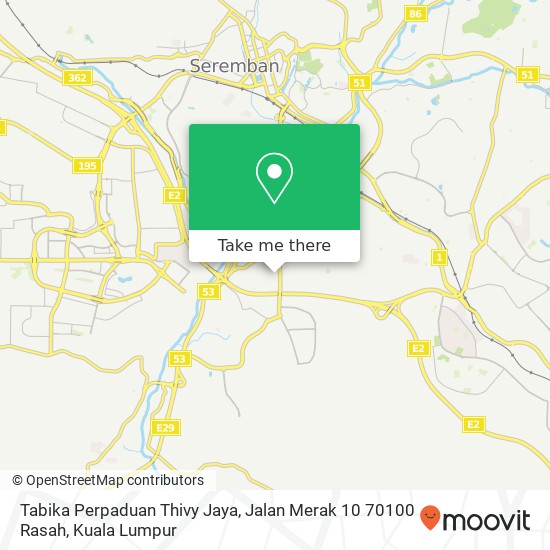 Tabika Perpaduan Thivy Jaya, Jalan Merak 10 70100 Rasah map