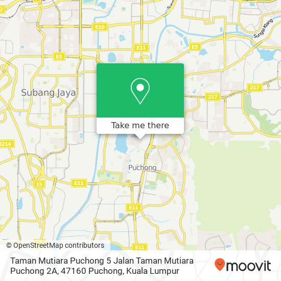 Peta Taman Mutiara Puchong 5 Jalan Taman Mutiara Puchong 2A, 47160 Puchong