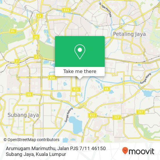 Peta Arumugam Marimuthu, Jalan PJS 7 / 11 46150 Subang Jaya