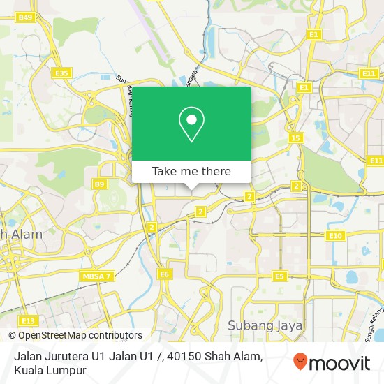 Peta Jalan Jurutera U1 Jalan U1 /, 40150 Shah Alam