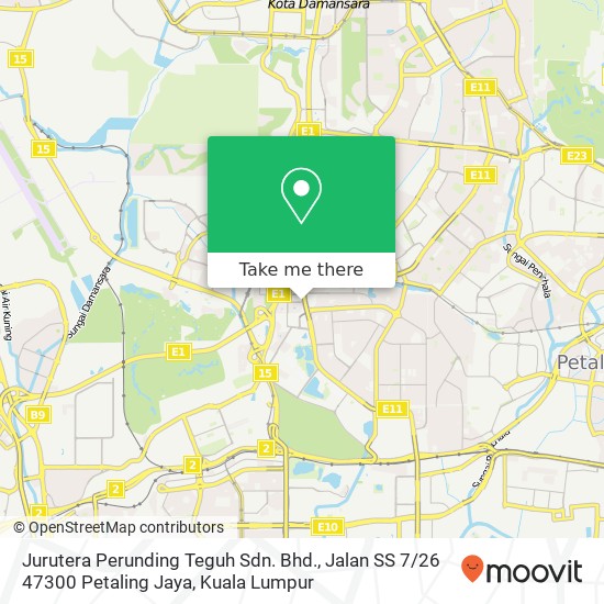 Peta Jurutera Perunding Teguh Sdn. Bhd., Jalan SS 7 / 26 47300 Petaling Jaya