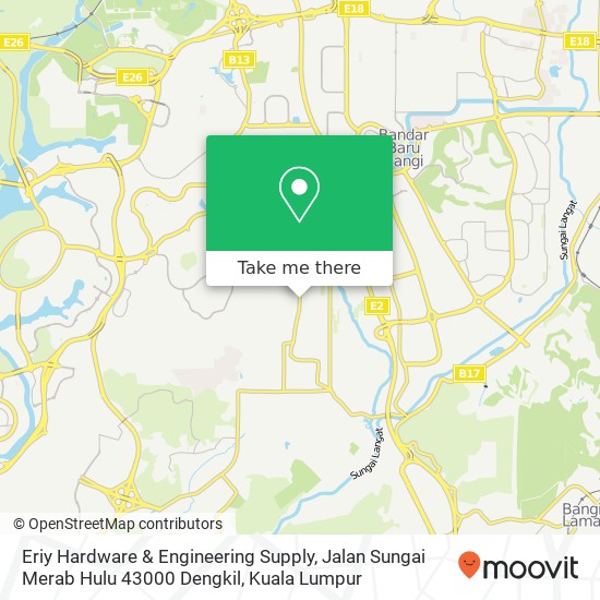 Peta Eriy Hardware & Engineering Supply, Jalan Sungai Merab Hulu 43000 Dengkil