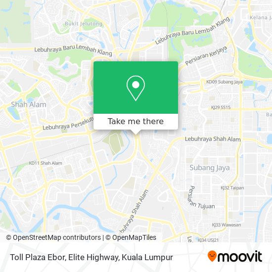 Toll Plaza Ebor, Elite Highway map