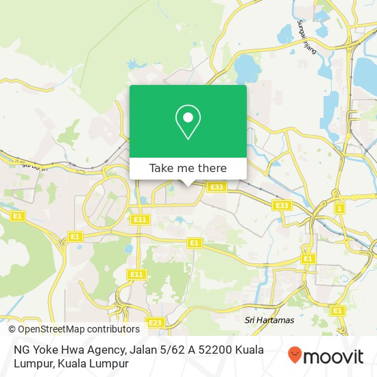 NG Yoke Hwa Agency, Jalan 5 / 62 A 52200 Kuala Lumpur map