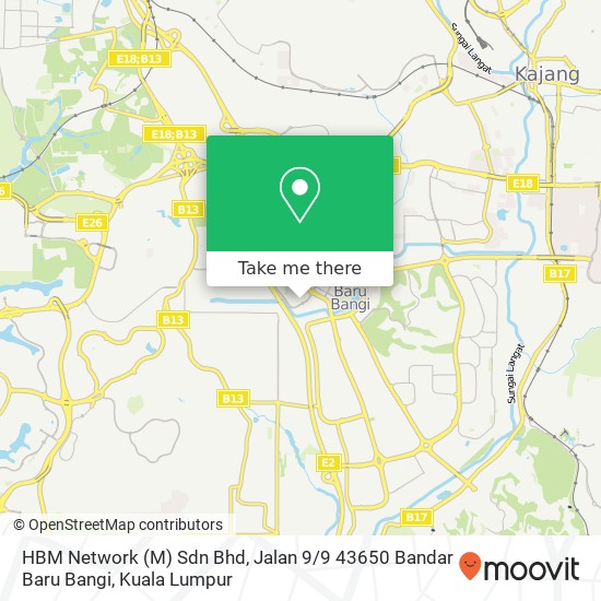 Peta HBM Network (M) Sdn Bhd, Jalan 9 / 9 43650 Bandar Baru Bangi