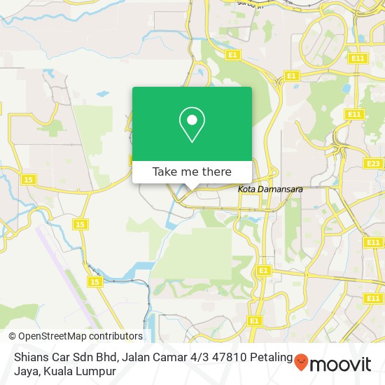 Peta Shians Car Sdn Bhd, Jalan Camar 4 / 3 47810 Petaling Jaya