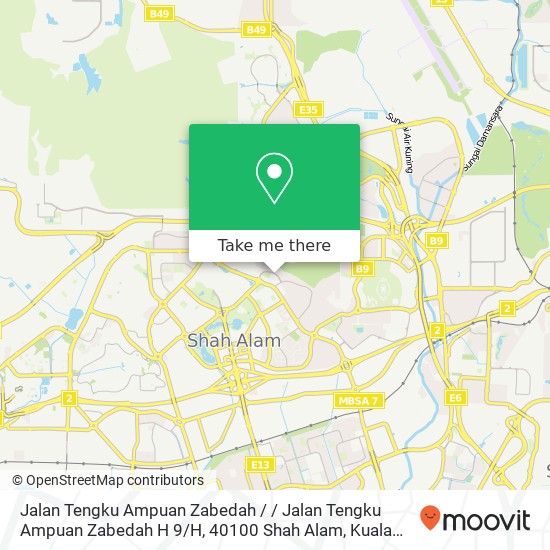 Peta Jalan Tengku Ampuan Zabedah / / Jalan Tengku Ampuan Zabedah H 9 / H, 40100 Shah Alam