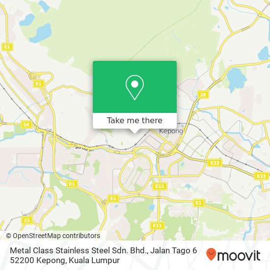 Peta Metal Class Stainless Steel Sdn. Bhd., Jalan Tago 6 52200 Kepong