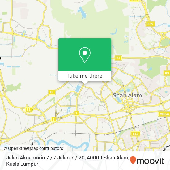 Peta Jalan Akuamarin 7 / / Jalan 7 / 20, 40000 Shah Alam