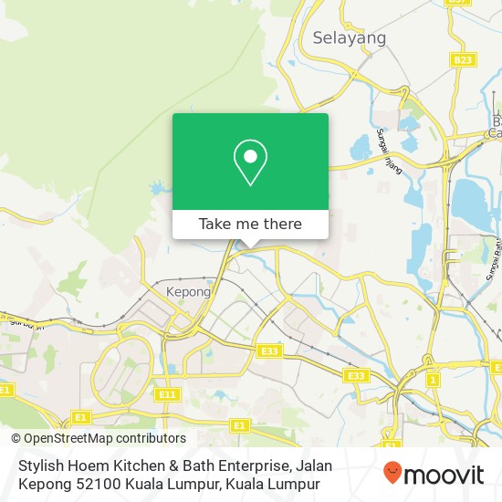 Peta Stylish Hoem Kitchen & Bath Enterprise, Jalan Kepong 52100 Kuala Lumpur