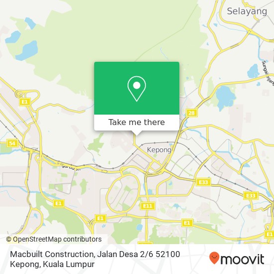 Peta Macbuilt Construction, Jalan Desa 2 / 6 52100 Kepong