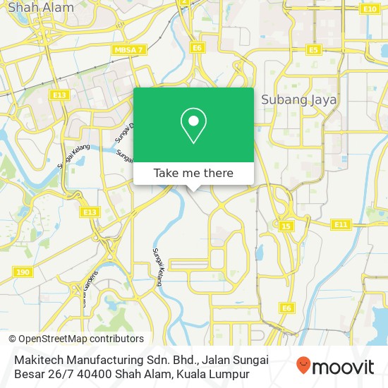 Peta Makitech Manufacturing Sdn. Bhd., Jalan Sungai Besar 26 / 7 40400 Shah Alam