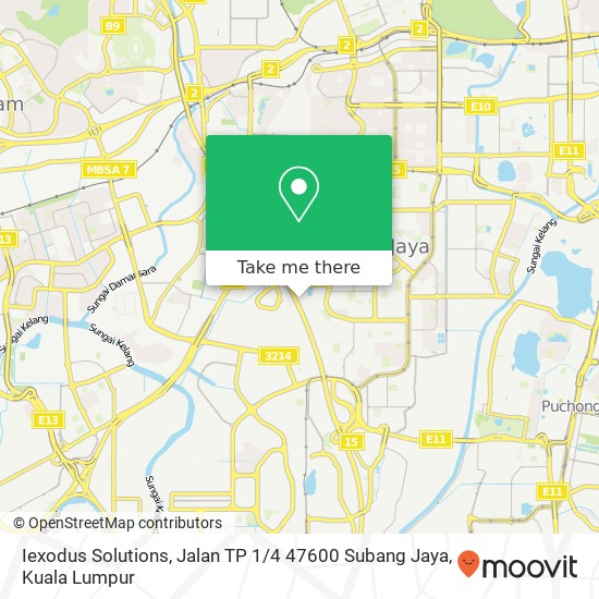 Peta Iexodus Solutions, Jalan TP 1 / 4 47600 Subang Jaya