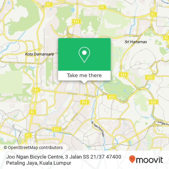 Peta Joo Ngan Bicycle Centre, 3 Jalan SS 21 / 37 47400 Petaling Jaya
