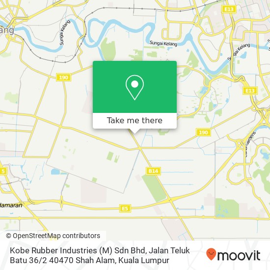 Peta Kobe Rubber Industries (M) Sdn Bhd, Jalan Teluk Batu 36 / 2 40470 Shah Alam