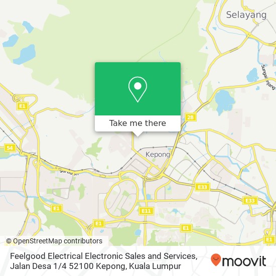 Peta Feelgood Electrical Electronic Sales and Services, Jalan Desa 1 / 4 52100 Kepong