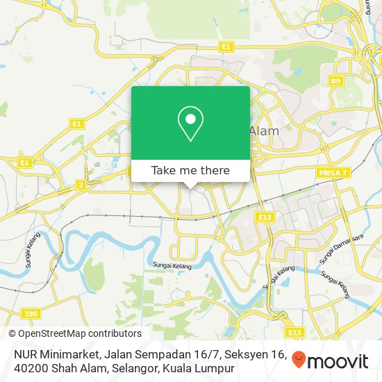 NUR Minimarket, Jalan Sempadan 16 / 7, Seksyen 16, 40200 Shah Alam, Selangor map