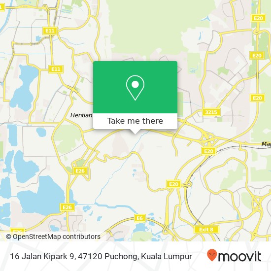 Peta 16 Jalan Kipark 9, 47120 Puchong