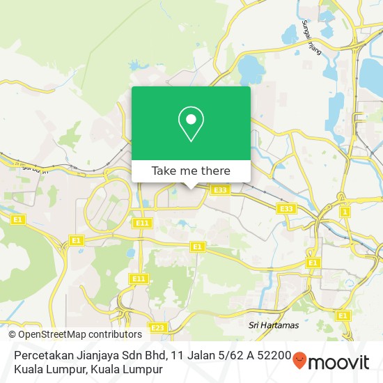 Percetakan Jianjaya Sdn Bhd, 11 Jalan 5 / 62 A 52200 Kuala Lumpur map