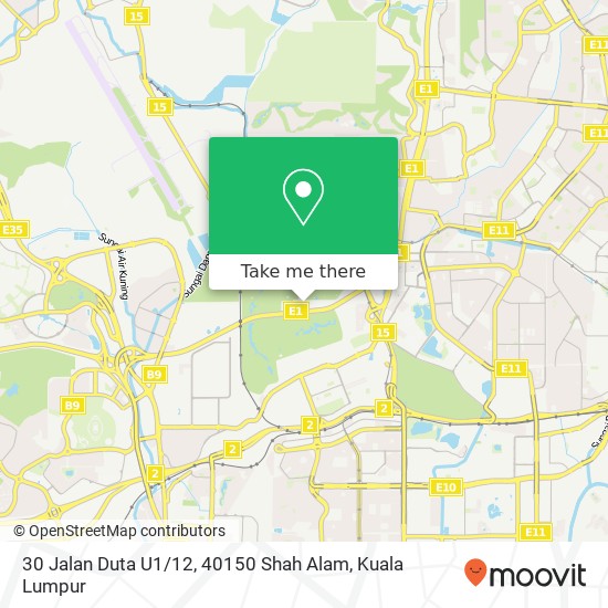 Peta 30 Jalan Duta U1 / 12, 40150 Shah Alam
