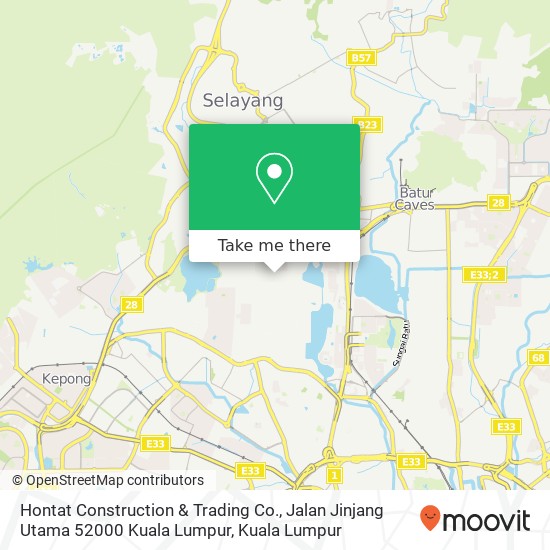 Hontat Construction & Trading Co., Jalan Jinjang Utama 52000 Kuala Lumpur map