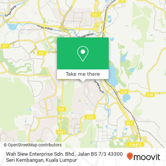 Wah Siew Enterprise Sdn. Bhd., Jalan BS 7 / 3 43300 Seri Kembangan map