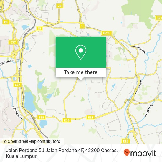 Peta Jalan Perdana 5J Jalan Perdana 4F, 43200 Cheras