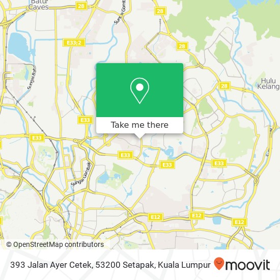 Peta 393 Jalan Ayer Cetek, 53200 Setapak